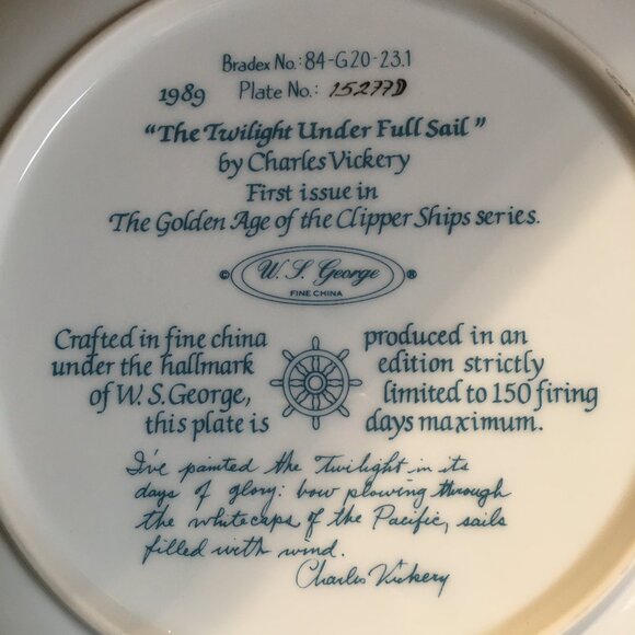 The Golden Age of the Clipper Ship 'The Twilight Under Full Sail' Plate - Picture 5 of 7